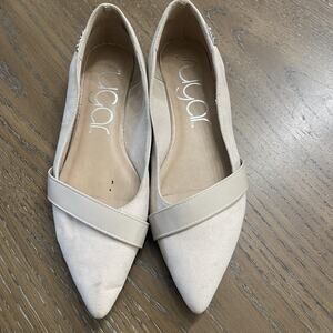 Sugar Shoes Womens Size‎ 10 Beige Nude Pointed Toe Flats Slip On Strap SGR-LAVVA